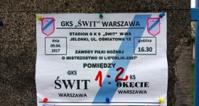 GKS Świt Warszawa - RKS OKĘCIE Warszawa 1:2